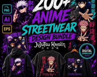 200+ Kids Superhero T-Shirt PNG | Jujutsu Manga Streetwear Designs for Dtf, Dtg and Pod | 300 DPI Download