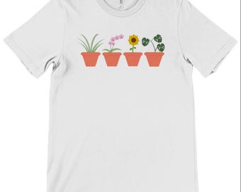 Botanical Garden T-Shirt, Minimalist Plant Row Graphic Tee, Gardener Gift, Aesthetic Floral Top, Plant Lover Collection