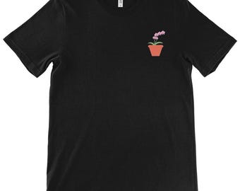 Minimalist Orchid T-Shirt, Orchid in a Pot Graphic Tee, Plant Lover Gift, Botanical Floral Shirt