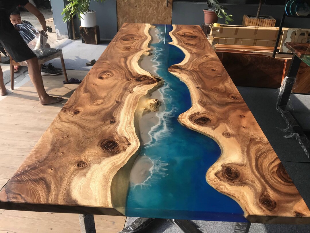Made to Order Ocean Epoxy Resin Table: Custom Live Edge Dining Table - Etsy