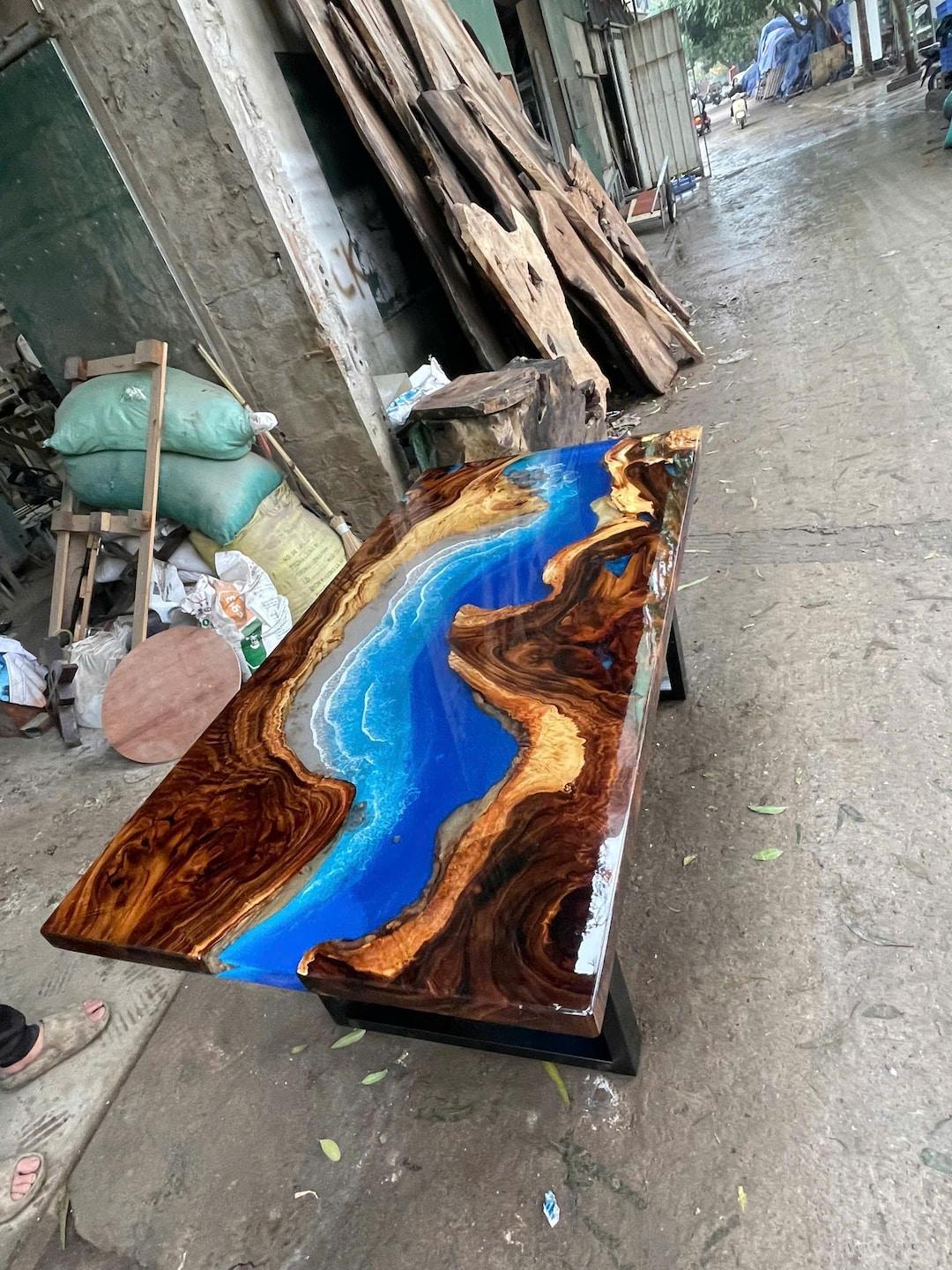 Made to Order Blue Ocean Resin Table – Live Edge Wood Epoxy Dining ...