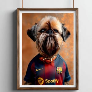 Custom Dog Portrait: Barcelona Soccer Jersey, Sports Fan Gift (Digital Download