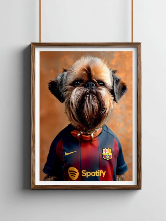 Custom Dog Portrait: Barcelona Soccer Jersey, Sports Fan Gift