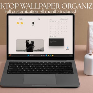 Minimalist Desktop Organizer Wallpaper  Editable Canva Template  Instant Download