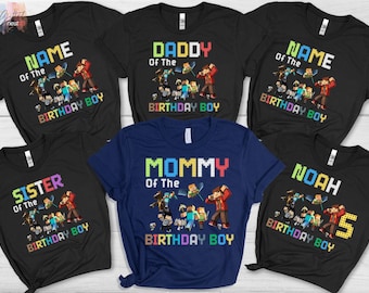 Custom Pixel Game Birthday Shirt, Block World Gamer Tee