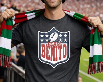 Team Benito Football T-Shirt, Puerto Rico Style Sports Fan Tee