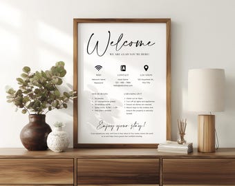 Airbnb Welcome Sign Airbnb Host Template for Short Term Rentals Guest Guide Editable Airbnb Template Vacation Printable Digital Download