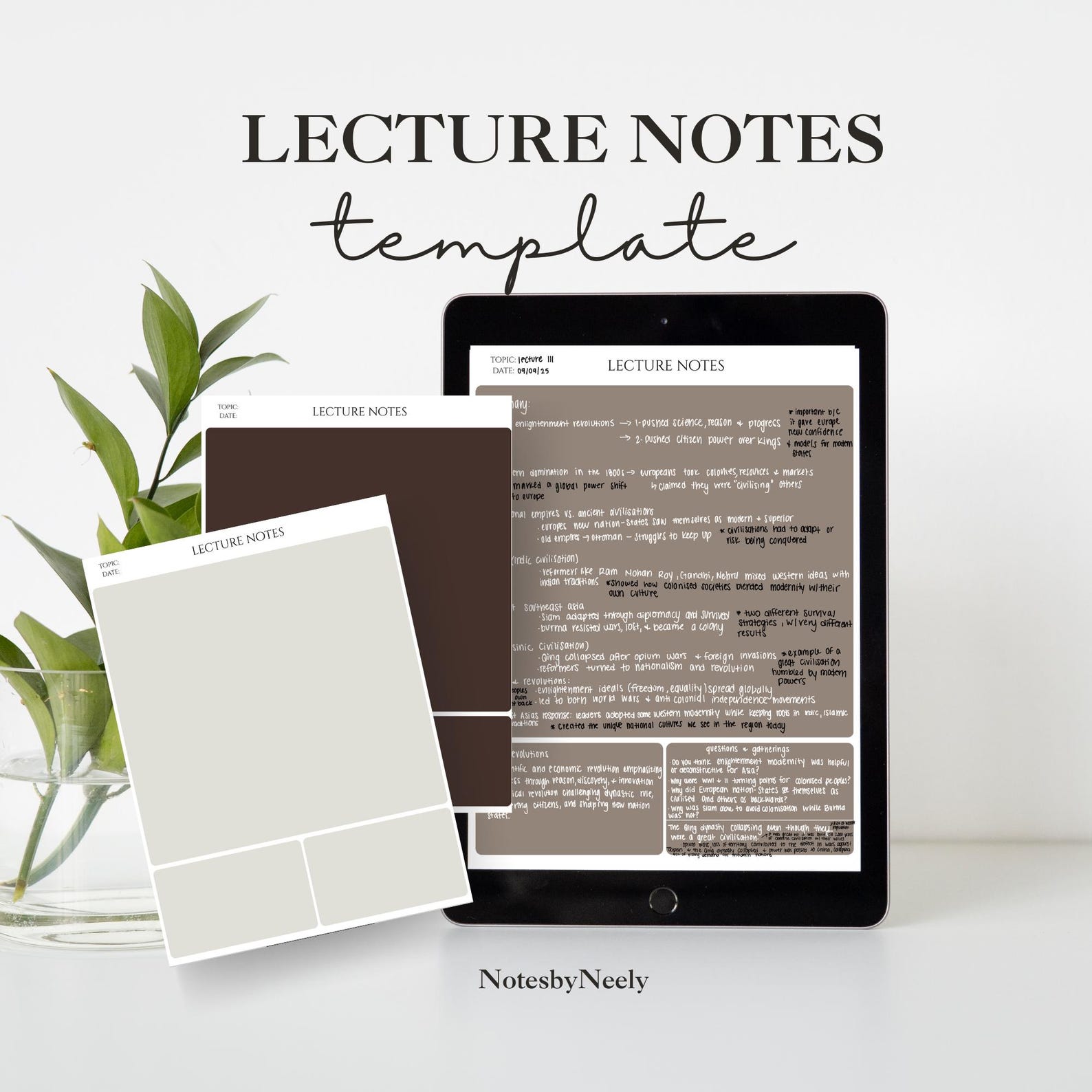 Lecture Notes Template: Printable Study Organizer (digital Download) - Etsy