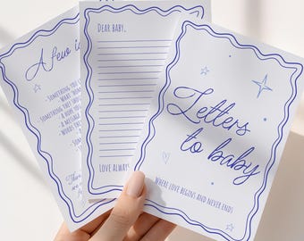 Letters to Baby Keepsake – Blue Baby Shower Game | Instant Download Game | Baby Boy Shower Quiz | Minimalist, Neutral Activity | LB11