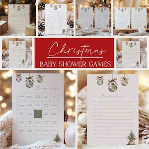 Christmas Baby Shower Games Bundle | Instant Download Games | Baby Shower Bingo, Predictions, Baby Shower Quiz | 12 Seasonal Games | AC22