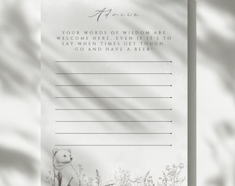 Minimalist Advice Cards Baby Shower Game, Printable Advice and Wishes Card, Modern New Parent Advice Cards, Digital Download, MC11