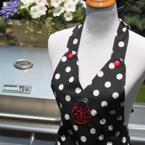 SALE Black & White Polka Dot Full Apron image 1