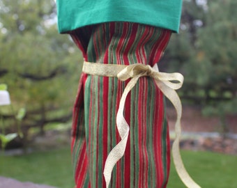 SALE Wine bag for Holidays or Christmas, Fabric Wine Bag