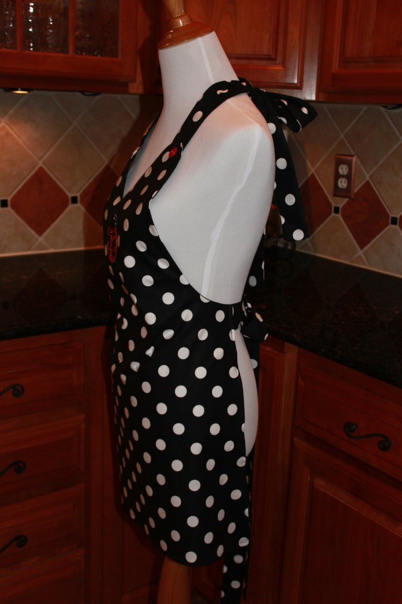 SALE Black & White Polka Dot Full Apron image 4