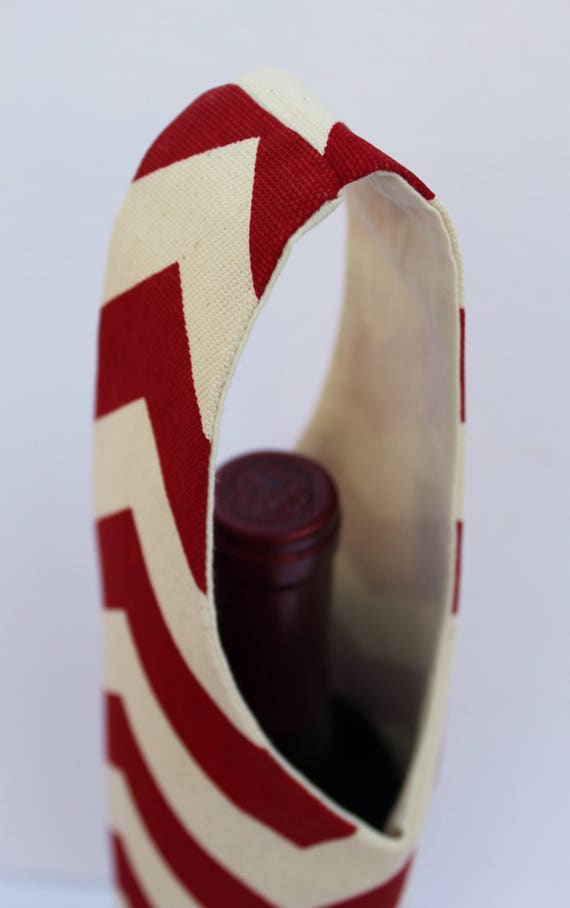 ★TOUT Y EST★ String Big Messenger Wine LE245613FWI SALE Red & White Chevron Wine Bag Gift Tote Bag Handmade in