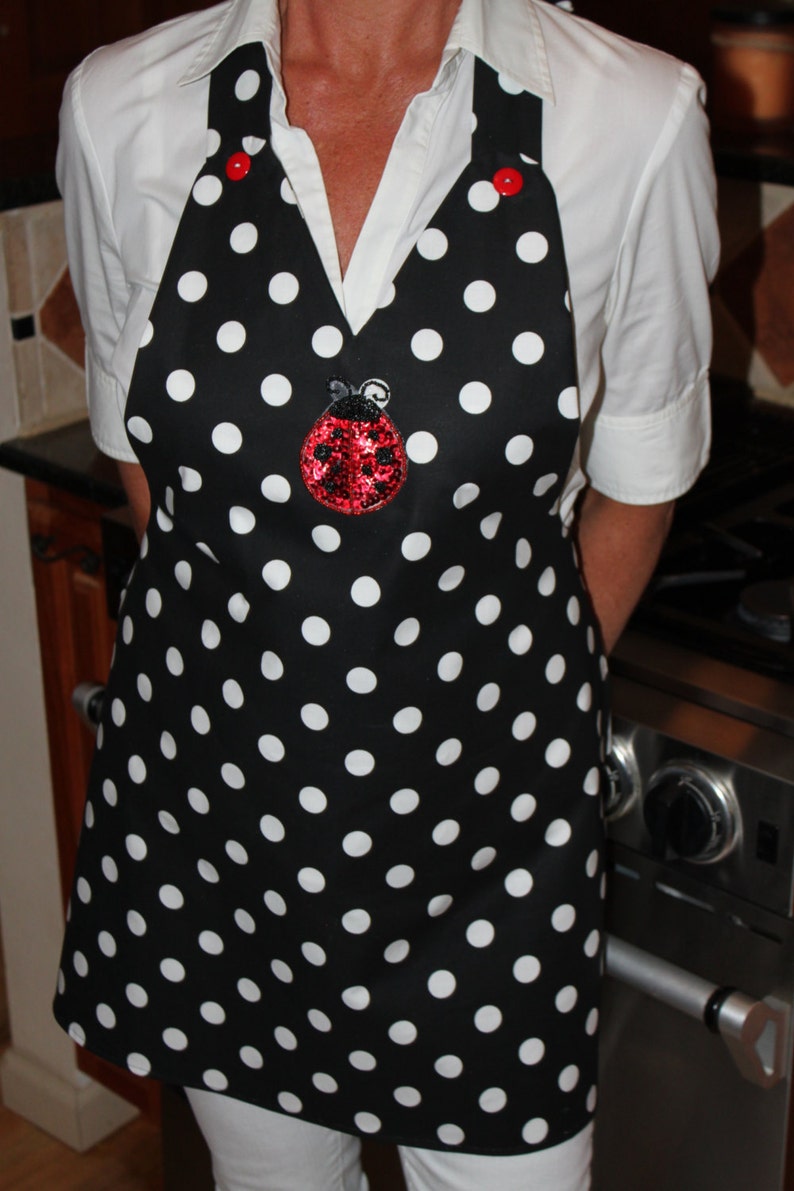 SALE Black & White Polka Dot Full Apron image 5