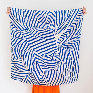 Stripe furoshiki (navy) Japanese eco wrapping textile/scarf, handmade in Japan