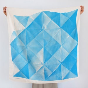 Folded Paper furoshiki blue Japanese eco wrapping textile/scarf, handmade in Japan image 1