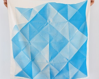 Folded Paper furoshiki (blue) Japanese eco wrapping textile/scarf, handmade in Japan