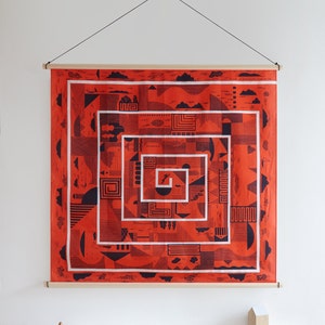 Maze furoshiki cinnabar red Japanese eco wrapping textile/scarf, handmade in Japan image 5