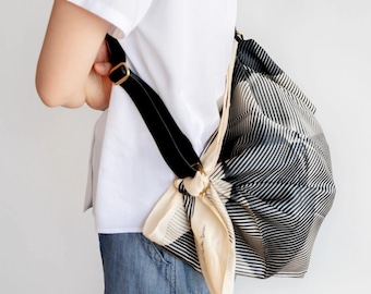 Folded Paper Black & Adjustable Leather carry strap set / Lightweight cotton for light carrying