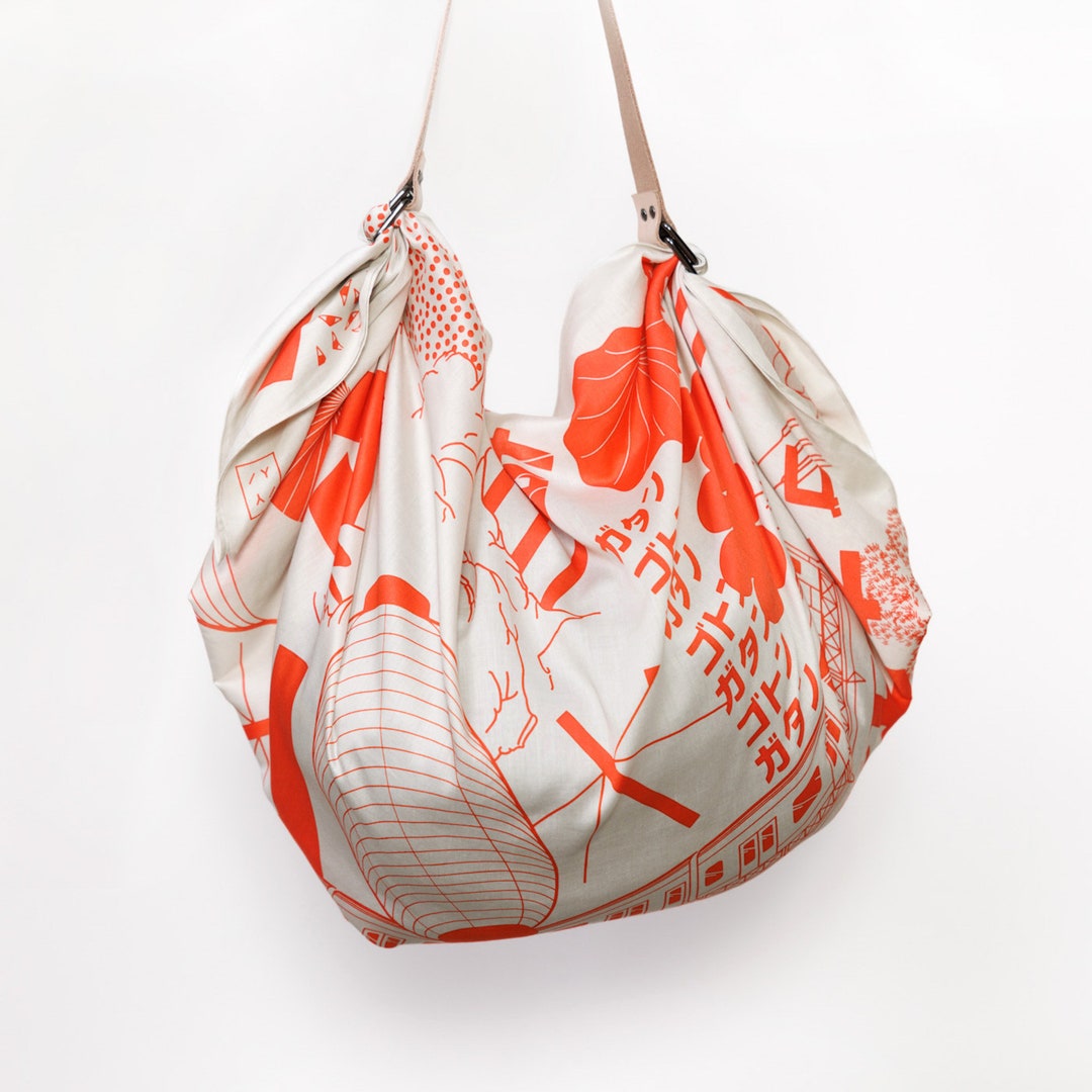 Tokyo Manga Furoshiki Bag & Leather Carry Strap Set - Etsy
