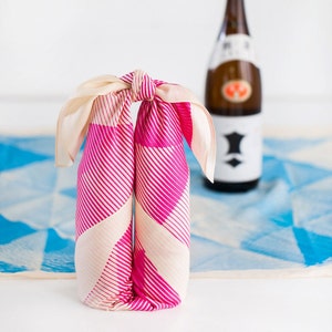 Folded Paper furoshiki pink Japanese eco wrapping textile/scarf, handmade in Japan image 4