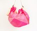 Folded paper furoshiki bag (Pink) & Leather carry strap set 