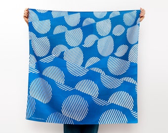 Dots furoshiki (blue) Japanese eco wrapping textile/scarf, handmade in Japan