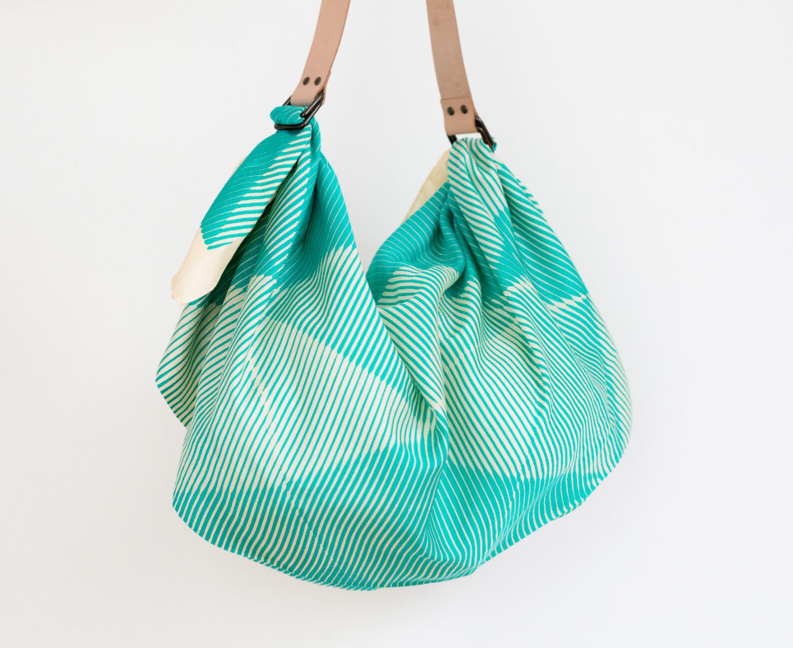 Folded Paper Furoshiki Bag emerald Green & Leather Carry - Etsy