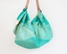 Folded paper furoshiki bag (emerald green) & Leather Carry Strap Set 