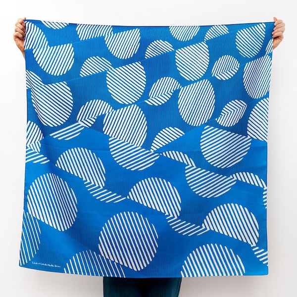 Dots Blue furoshiki  / Japanese eco wrapping textile, scarf, handmade in Japan