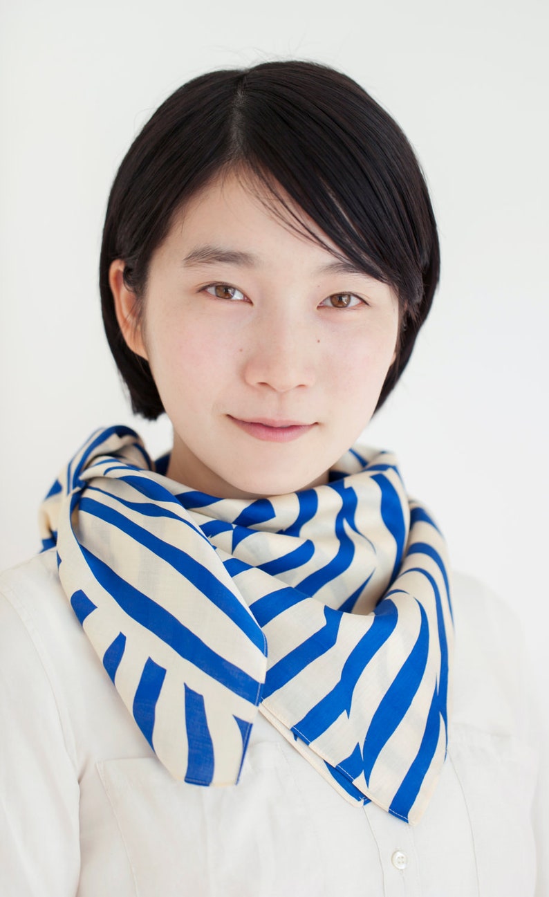 Stripe furoshiki navy Japanese eco wrapping textile/scarf, handmade in Japan image 2