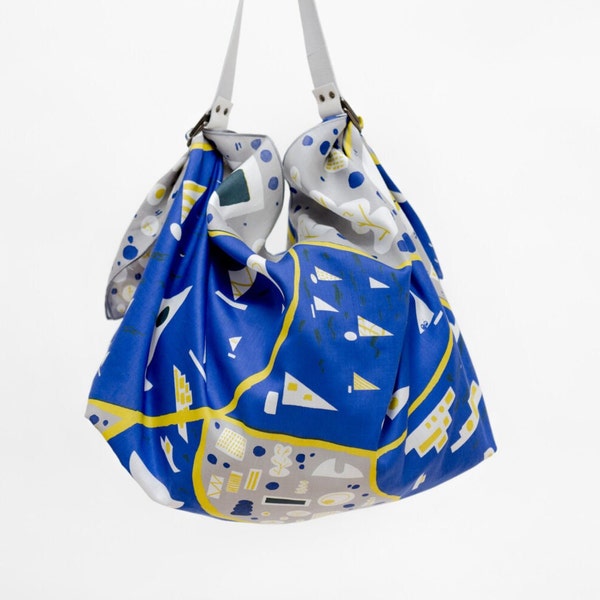 Stockholm Blue Furoshiki & Leather Carry Strap Set