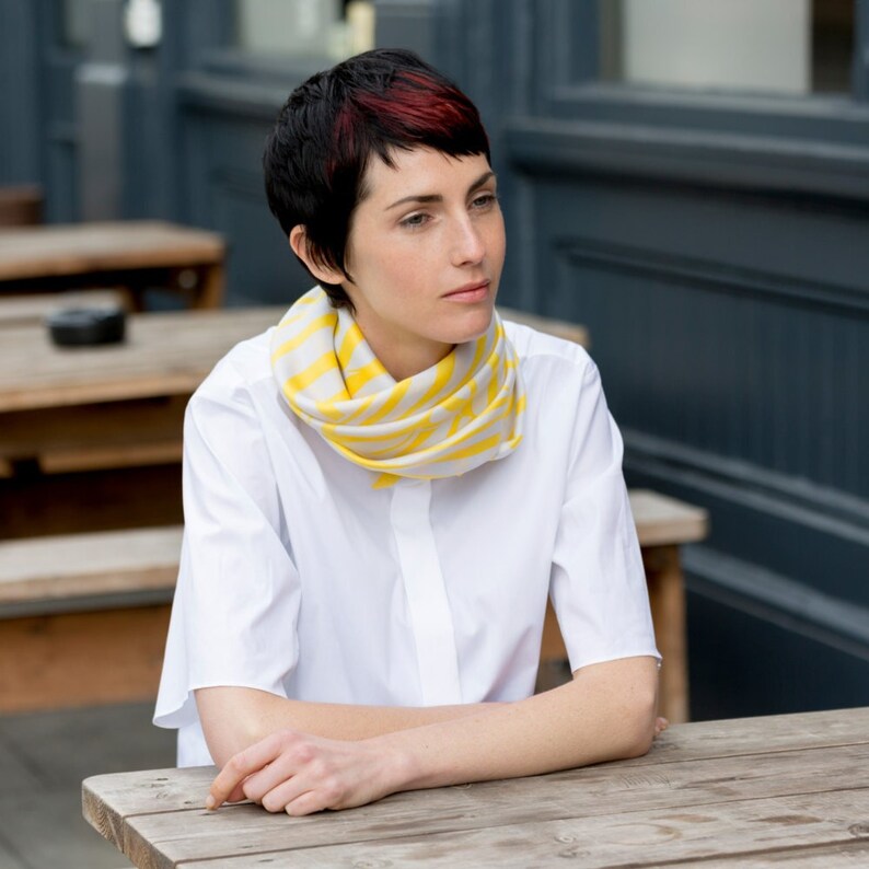 Stripe furoshiki yellow Japanese eco wrapping textile/scarf, handmade in Japan image 4