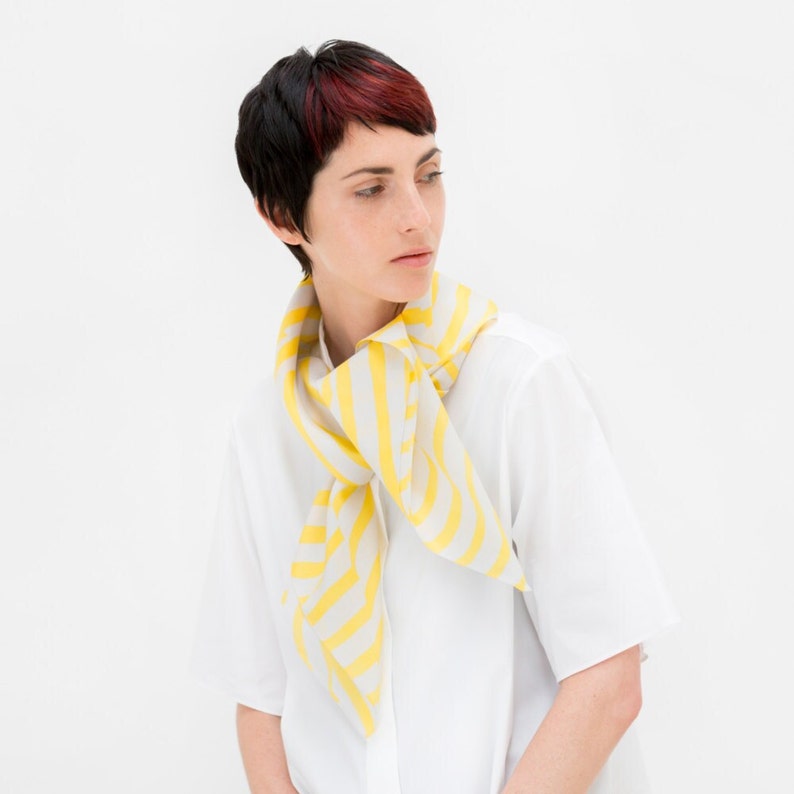 Stripe furoshiki yellow Japanese eco wrapping textile/scarf, handmade in Japan image 3
