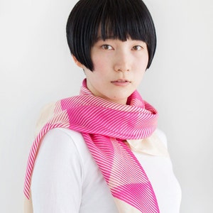 Folded Paper furoshiki pink Japanese eco wrapping textile/scarf, handmade in Japan image 2