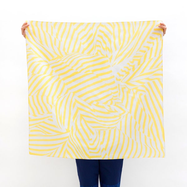 Stripe furoshiki (yellow) Japanese eco wrapping textile/scarf, handmade in Japan