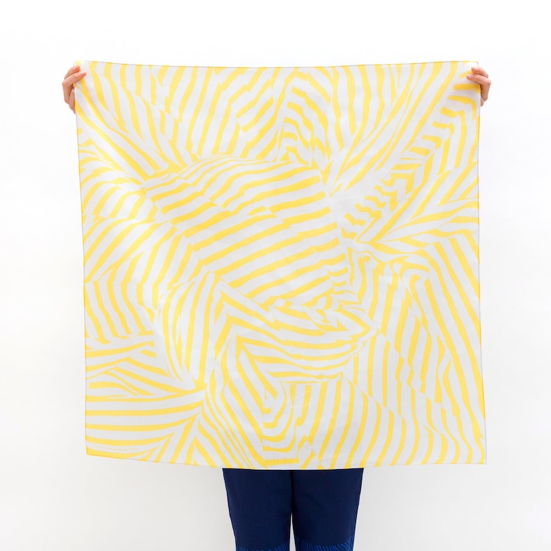 Stripe furoshiki yellow Japanese eco wrapping textile/scarf, handmade in Japan image 1