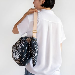 Adjustable Leather strap for furoshiki bag Tan image 4