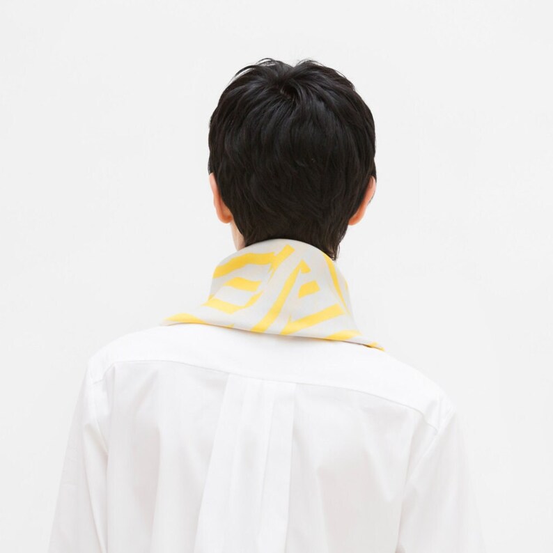 Stripe furoshiki yellow Japanese eco wrapping textile/scarf, handmade in Japan image 2
