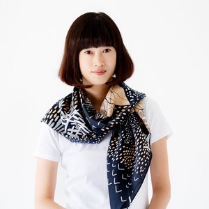 Mountain Blossom Midnight Blue Furoshiki. Japanese eco wrapping textile/scarf image 4