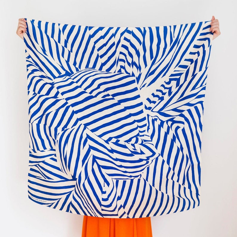 Stripe furoshiki navy Japanese eco wrapping textile/scarf, handmade in Japan image 1