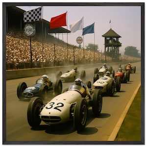 Framed Indy 500-Inspired Vintage Racing Print