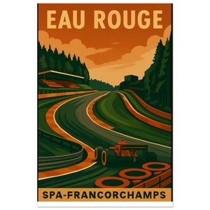 Eau Rouge Spa-Francorchamps Vintage Inspired Motorsport Poster