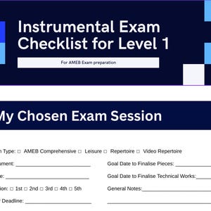 Music Instrumental Exam Level 1 Preparation Checklist | Music Exam Prep | Printable Practice Tracker | Digital Download PDF
