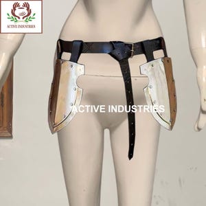 Medieval Tasset Armor Belt with Metal Plates, Adjustable Leather Waist Guard, Renaissance Costume Accessory, Cosplay, Historical Fashion