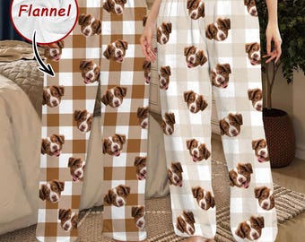 Plaid Custom Face Flannel Pajama Pants: Pet Parent Holiday PJs