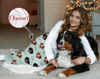 Custom Winter Flannel Pajama Bottoms with Text: Christmas Eve Gift