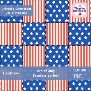 4 juillet modèle sans couture, patchwork patriotique répétant le motif PNG, rayures étoiles bleu blanc, impression courtepointe USA, usage Commercial